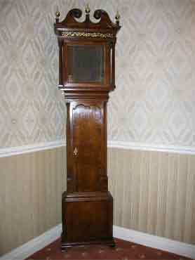 An oak Lancashire longcase clock